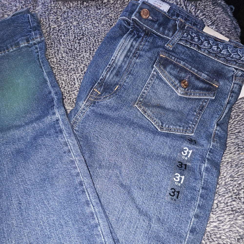 GAP Medium Blue 70s Flair Leg Women’s Jeans with Braided Waistband